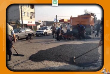 اجرای عملیات لکه گیری آسفالت